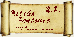 Milika Pantović vizit kartica
